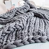 Grob gestrickte Decke, dicke Linie, handgefertigt, dick, gestrickt, Überwurf, Sofadecke, Polyester, handgefertigt, Überwurf für Schlafzimmer, Wohnzimmer, Yoga, Heimdekoration, Geschenk (A 200 x 200)