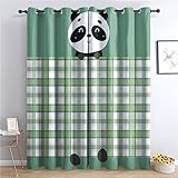 THYUNQ Vorhänge Panda Motiv, Vorhang Blickdicht Verdunklungsvorhänge mit Ösen - Gardinen Wohnzimmer Schlafzimmer Fenster, 2er Set Curtains, H 200 x B 140 cm