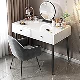 CALMR Schminktisch, Touchscreen-Spiegel und verstellbare Helligkeit, Schminktisch-Set, 2 große Schubladen, Nachttisch, moderner Schminktisch