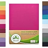 Boxspringbett & Wasserbett Spannbettlaken von leevitex® | Spannbetttuch | Jersey 180 x 200-200 x 220 cm, 40cm Steghöhe 100% Baumwolle ca. 170 g/m² (Pink/Magenta)