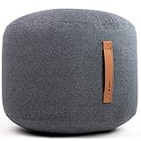 Coninx Pouf Hocker in Anthrazit - 50 cm x 40 cm Woll Pouf grau - Bequemer Sitzhocker oder Fußhocker, Sitzpouf - Vielseitiger Sitzsack Erwachsene und Kinder - Sitzkissen Boden