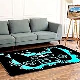 DJHWWD Teppischsclafzimmer Teppiche Fürs Kinderzimmer Teppich Salon Blau Abstraktes Gamepad-Muster Teppich Studie Mehrere Größen 100X160Cm Küche Teppich Blau