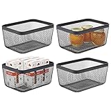 mDesign 4er-Set Allzweckkorb – Aufbewahrungskorb aus Metall für Küche, Vorratskammer, Bad etc. – kompakter und universeller Drahtkorb – schwarz