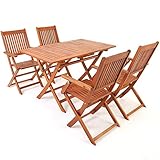 Casaria Sitzgruppe Sydney Komfort 4+1 Klappbar Wetterfest Akazien Holz FSC®-Zertifiziert 120x70x75cm Garten Terrasse Möbel Balkonmöbel Sitzgarnitur Set Braun