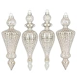 KI Store Zapfen Glas Champagner Silber weihnachtskugeln altes Mercury Ornament weihnachtszapfen Weihnachtsschmuck Hänger Weihnachten Dekoration Christbaumschmuck Advent Tannenbaum Sets à 4 Stück