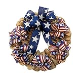 chiphop Türdekoration Frühling 4. Juli Kranz Memorial Day Kranz Patriotischer Kranz für Haustür Amerikanischer Unabhängigkeitstag Kränze Patriotische Deko Mobile Anhänger Holz (Multicolor, One Size)