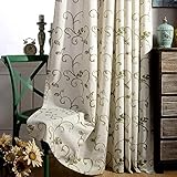 adaada 2er-Set Vintage Rebe Stickerei Vorhänge Einfachen Stil Elegante Vorhänge Für Schlafzimmer Wohnzimmer (Grün,245x140cm)