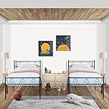 Schwarz Bettrahmen Einzelbett Metallbett mit Kopfteil,Bettgestelle für Gästezimmer Schlafzimmer, Passend für 90*190 Matratze, 2 Stücke,Victorian