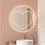 SAHUL LED-Badezimmerspiegel, dimmbar, intelligent beleuchtete Spiegel für Badezimmerwand mit Antibeschlag, mit dimmbaren Lichtern, Antibeschlag-Schminkspiegel, horizontal/vertikal hängend