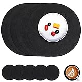 Myir JUN Tischsets Abwaschbar Leder und Untersetzer, Doppelseitigen Platzset Rund Ø 36cm 6er Set rutschfest Glasuntersetzer Platzdeckchen Leder Kunstleder Tischset (Schwarz, 6er Set)
