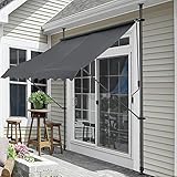 pro.tec Klemmmarkise Grau 350 x 120 x 200-300cm Markise Balkonmarkise Sonnensegel Sonnenschutz ohne Bohren