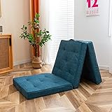 ANTJUMPER Tragbare Faltmatratze, Einzelbett-Futon-Matratze, dreifach gefaltete Matratze mit Memory-Schaum, abnehmbar als Kissen, Gästematratze zusammenklappbar zur Aufbewahrung