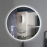 Kosmetikspiegel Runder LED-Wandspiegel, beleuchteter Schminkspiegel, runder Badezimmerspiegel mit beschlagfreien Lichtern, 50 cm / 60 cm / 70 cm / 80 cm, weißes Licht/warmes Licht (Farbe: weißes Licht