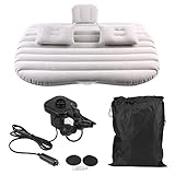 Auto Luftmatratze, Auto Bett, Auto Aufblasbares Bett, Beflocktes PVC Auto Luftmatratze Kissen Camping Inflation Bett Reise Luftbett mit 2 Kissen für die meisten SUV LKW und Mini Van (Silbergrau)