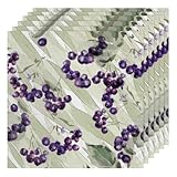 Gouache-Trauben-Stoffservietten, 6 Stück, graue Blätter, Baumwollmischung, waschbar und wiederverwendbar, Tischservietten für Hotel, Restaurant, Hochzeiten, Partys, 50,8 x 50,8 cm