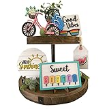 Sommer Decor Etagere Tablett Sommer Dekor Hello Sommer Hierarchische Tablett Dekorationen Set Sommer Logo Landhaus Dekorative Ornamente Küche Hierarchisches Tablett (PVC-Brett)