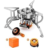 Odoland Campingkocher 6800W Gaskocher mit Piezozündung Adapter Winddicht Gas Campingkocher für alle Schraubkartusche Gasbrenner Faltbar Camping Kocher Gasbrenner für Wandern Picknick Outdoor