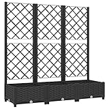 vidaXL Pflanzkübel mit Rankgitter Blumenkübel Pflanzkasten Blumentopf Blumenkasten Rankhilfe Spalier Gartenspalier Schwarz 120x40x121,5cm PP
