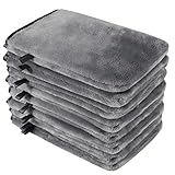 PHOGARY 8 Stück Mikrofaser-Waschhandschuhe, Flanell, weicher Waschhandschuh, Bad-Spa-Tuch, Wiederverwendbare Make-up-Entferner, Handschuhe, europäischer Stil, Waschlappen, 15 x 21 cm (grau)