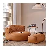 Einzelsofa Einzelsofa Home Kleine Wohnung Schlafzimmer Lazy Sofa Wohnzimmer Balkon Sofa Stuhl mit runder Bank Bank Dreiteiliger Sofastuhl Schlafsessel Sofabett (Color : Oranje, Size : Sofa+Bench)