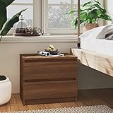 LAPOOH Nachttisch, Nachtschrank, Nachtkästchen, Bedside Table, Nachtkommode, Nightstand, Nachttischschrank, Nachtkonsole, Braun Eiche-Optik 50x39x43,5 cm Holzwerkstoff