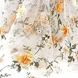 H717 90 x 140 cm Organza-Stoff, lösliche Shabby-Spitze für Kleid, Hochzeit, Blumenstoff, bestickt, zum Selbermachen, handgefertigt, Nähzubehör, Basteln, Orange, 1 Jahr, 90 x 140 cm