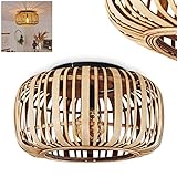 Deckenleuchte Mongolei, runde Deckenlampe aus Metall in schwarz und Holz in hellbraun, Vintage/Boho Look Zimmerlampe, 1 x E27,ohne Leuchtmittel