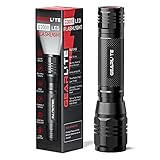 GEARLITE LED Taschenlampe Extrem Hell, 5000 Lumen Taktische Taschenlampe G3000 mit 3 Modi und Lange Arbeitszeit, IP65 Wasserdicht Zoombare Flashlight für Camping Wandern Outdoor Kinder