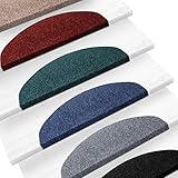 casa pura® Textilfaser - Stufenmatten | Set mit 15 Stück | für attraktive & sichere Treppenstufen | robuste Allzweck-Matten für Stufen (blau)