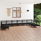 UYSELA Home Sets mit 10 Stück Gartenlounge Set schwarz massiv Kiefernholz