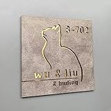 KODDS Benutzerdefinierte Hausnummer-Adressschilder, Personalisiertes Haustier-Hundekatze-Schriftzug, Schlichter Stil, Hausnummernschild, Adressschild, für Einweihungsgeschenk-Adressschilder