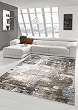 Teppich-Traum Designer Teppich Wohnzimmer modern ABSTRAKT Linien braun beige grau Creme meliert Größe 200 x 290 cm