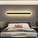 LED-Schwarz-Langstreifen-Wandleuchten Dimmbare Innenwandleuchte 3000K-6500K Modernes Einfaches Licht Aluminium-Acryl-Nachtdekor-Licht Wohnzimmer Lineare Wandleuchte Für Schlafzimmer Stai,High Cred