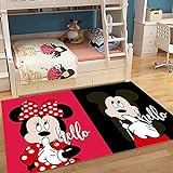ENEEVA Anime Mickey Mouse Cartoon Teppich Kinderteppich Wohnzimmerteppich Schlafzimmerteppich 3D-Druck Weicher Flanellteppich 140X200Cm B7057