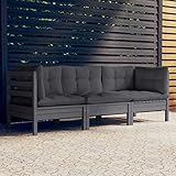 Camerina 3-Sitzer-Gartensofa mit Anthrazit Kissen Massivholz Kiefer Balkon MöBel LoungemöBel Lounge MöBel Outdoor Terrassen MöBel Outdoor Sofa Lounge