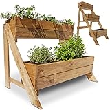 Onbest Hochbeet – aus FSC Holz – perfekt für Garten/Terrasse/Balkon – mit 2 oder 3 Blumenkästen und Innenvlies – Kräuterregal 51/92 cm hoch, 62/44 cm lang – Vertikalbeet (Hochbeet 2 Kästen)