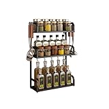 KIPPOT 3 Schichten Küchenregale Gewürzbox Mehrschichtige Tischplatte Gap Narrow Gewürzflasche Gewürzregal Haken Eckregal einfach
