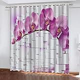 GSKOQD Verdunkelungsvorhang Kinderzimmer Junge Mädchen Blickdichte Vorhänge Mit Ösen 2 Stück 170X200Cm 3D Geometrische Lila Blumen Muster Gardinen Wohnzimmer Schlafzimmer Schallschutz Vorhang