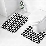 2-teiliges Badteppich-Set, Badematte-Set & U-förmiger Toilettenteppich,Punkte Pinselstrich malen Hipster-Thema Punkte als grungy runde Formen Hintergrundthema Bedruckte rutschfeste Duschvorleger.