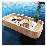 Pool-Serviertablett für Getränke, Brunch, Essen auf dem Wasser – gewebtes schwimmendes Pool-Tablett, Buffet-Tablett, Getränkehalter für Sandbänke, Spas, Bäder und Partys