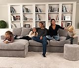 Amaris Elements | Ecksofa 'Newman' grau Couch Samt Sofa 3m | Wohnlandschaft in 5 Farben + 4 Größen