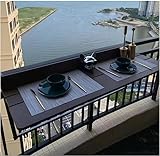 便利100 Balkonhängetisch Balkongeländer-Hängetisch, Outdoor-Freizeittisch, Gartendeck-Kantentisch mit Kunststoff-Holz-Tischplatte und Aluminiumhalterung