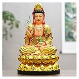 Sculpture/Statue Deko Dekorative Statue Guan Yin sitzend Lotus Skulptur Harz Guanyin Buddha Statue Chinese Home Anbetung Statue Feng Shui Geschenk Skulpturen Deko (Size : 12Inch)