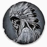 Designart American Indian Tattoo Art' Portrait Kissenhülle für Wohnzimmer, Sofa 50,8 cm rund