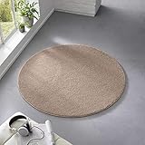 Taracarpet Teppich Kurzflor weicher Designer Uni Bodenbelag Madrid fürs Wohnzimmer, Kinderzimmer, Schlafzimmer und die Küche geeignet Taupe 120 cm rund