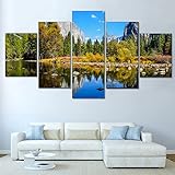 Targawerelax Leinwand-Wandkunst Modulare Gemälde Auf Leinwand, 5-Teilig, Für Wohnzimmer, Naturlandschaft, Poster, Landschaft, Wandkunstdrucke, See, Wald, Berge 50x25cm