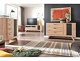 expendio Wohnzimmer Carvin 54 Balkeneiche Cosmos Grey 3-teilig Wohnwand Sideboard Kommode TV-Wand Anbauwand Schrankwand