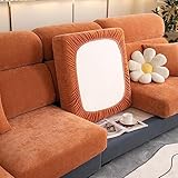 Sofa Sitzkissen überzug Sofa Sitzkissenbezug,Stretch Sitzkissenschutz,Elastischer Rutschfest Kissenbezug 3/2/1 Sitzer Separater Chenille Sofabezug Sitzbezug für Wohnzimmer,Orange-3-seater-X（135-165cm）