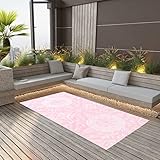 Wetterfeste und UV-beständige Outdoor-Teppiche Wasserdichte und rutschfeste Polypropylen Outdoor-Teppiche für Balkonterrasse 190 x 290 cm Rosa