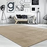 Paco Home Waschbarer Teppich Wohnzimmer Schlafzimmer Kurzflor rutschfest Flauschig Weich Moderne Einfarbige Muster, Grösse:120x170 cm, Farbe:Beige 2